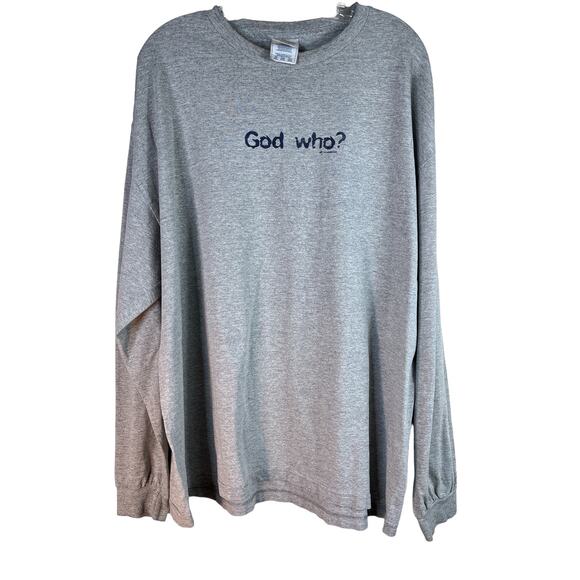 Alstyle Apparel GOD WHO T-Shirt Long Sleeve Crewneck 2XL - Picture 1 of 6